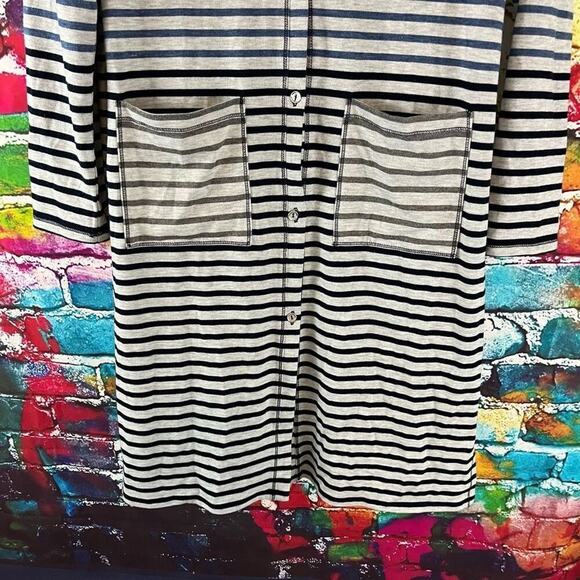 Zenergy Chicos Striped Radley Duster Long Cardigan Size 1 Pockets  Medium - Picture 4 of 7